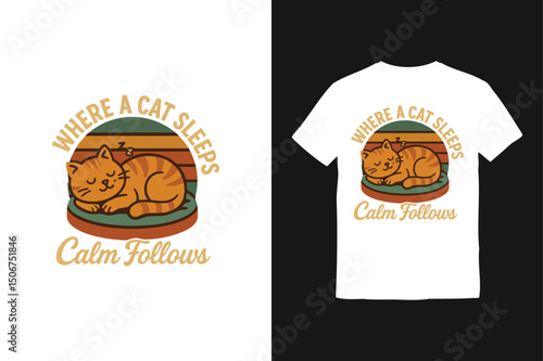 Where a Cat Sleeps Funny Vector Design