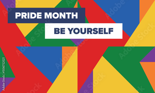 LGBT Pride Month in June. Lesbian Gay Bisexual Transgender. Celebrated annual. LGBT flag. Rainbow love concept. Human rights and tolerance. Poster, card, banner and background. Vector illustration