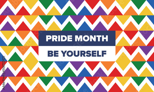 LGBT Pride Month in June. Lesbian Gay Bisexual Transgender. Celebrated annual. LGBT flag. Rainbow love concept. Human rights and tolerance. Poster, card, banner and background. Vector illustration