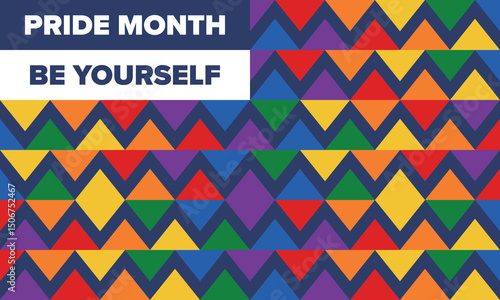 LGBT Pride Month in June. Lesbian Gay Bisexual Transgender. Celebrated annual. LGBT flag. Rainbow love concept. Human rights and tolerance. Poster, card, banner and background. Vector illustration