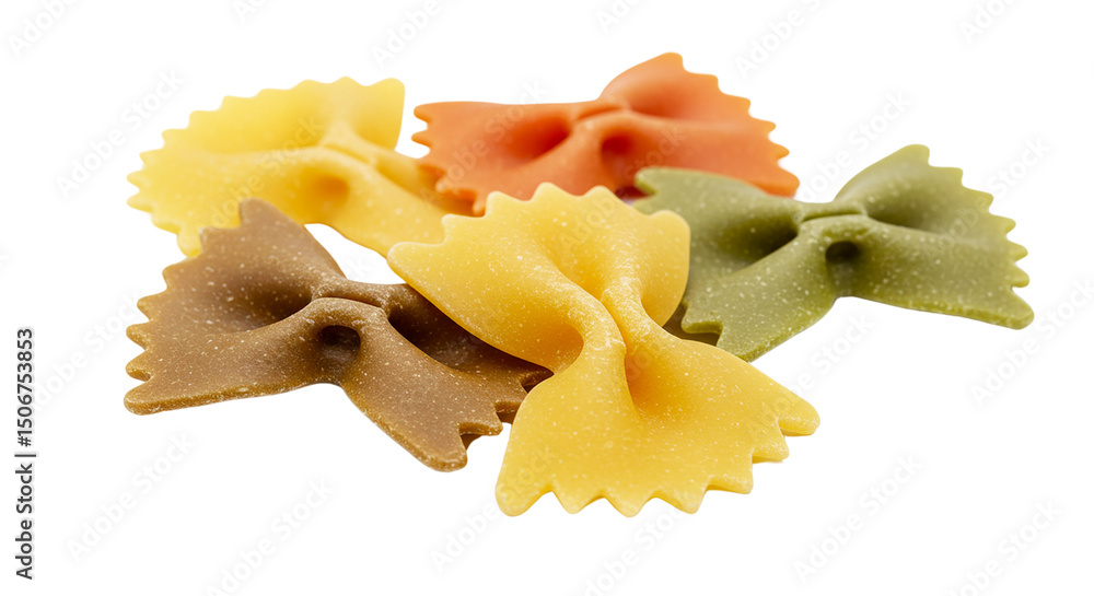 Colorful farfalle pasta isolated on white background png Colorful farfalle pasta isolated on white background png