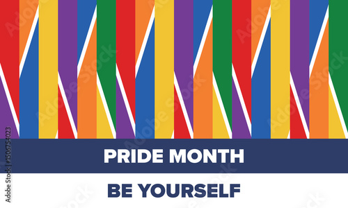 LGBT Pride Month in June. Lesbian Gay Bisexual Transgender. Celebrated annual. LGBT flag. Rainbow love concept. Human rights and tolerance. Poster, card, banner and background. Vector illustration