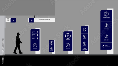 Exterior and interior signage template set corporate identity