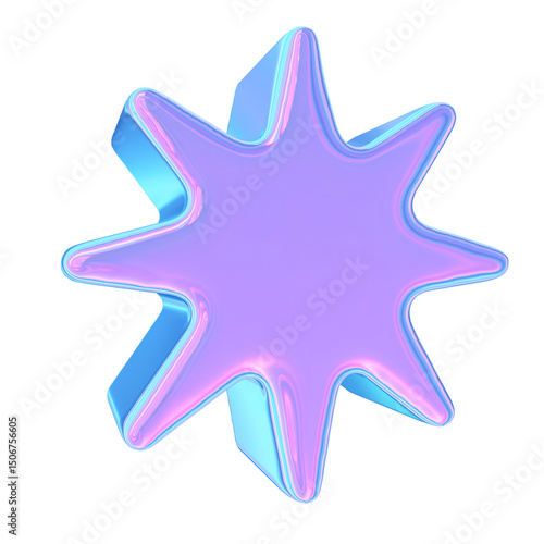 3d render of chrome shape y2k inspired star 0005