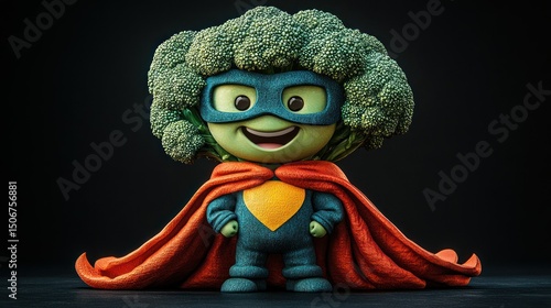 Broccoli superhero illustration