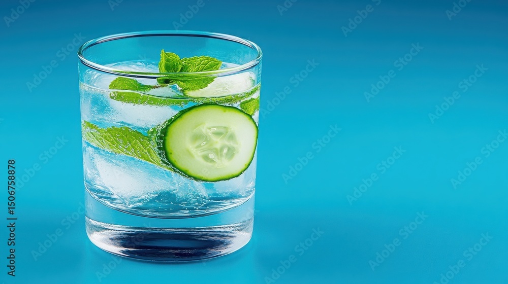 Refreshing Cucumber Mint Cocktail Served in Clear Glass Refreshing Cucumber Mint Cocktail Served in Clear Glass