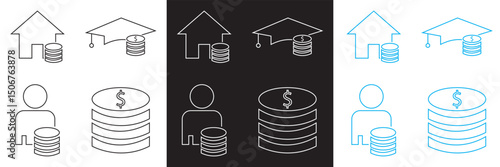 Loan set of web icons .  Loan and Credit vector . Containing loan, money,  business, leasing, interest,  income, banking etc.  Vector for websites, mobile interfaces, presentations, banner etc, EPS 10