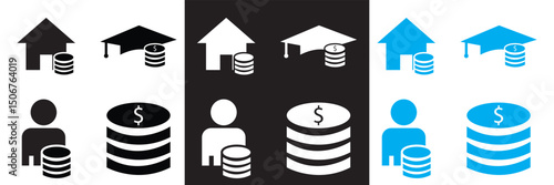 Loan set of web icons .  Loan and Credit vector . Containing loan, money,  business, leasing, interest,  income, banking etc.  Vector for websites, mobile interfaces, presentations, banner etc, EPS 10