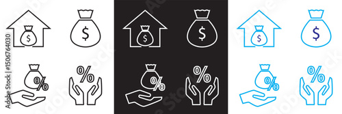 Loan set of web icons .  Loan and Credit vector . Containing loan, money,  business, leasing, interest,  income, banking etc.  Vector for websites, mobile interfaces, presentations, banner etc, EPS 10