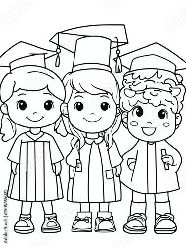 Group of Diverse Graduates – Graduation Coloring Page