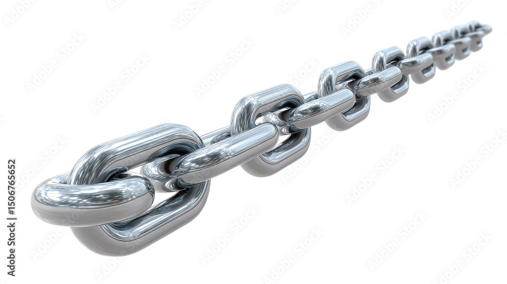 Obraz premium Silver Chain: A sleek, metallic chain, meticulously linked, stretches across a clean, modern space, symbolizing strength, connection, and the intricate nature of unity.