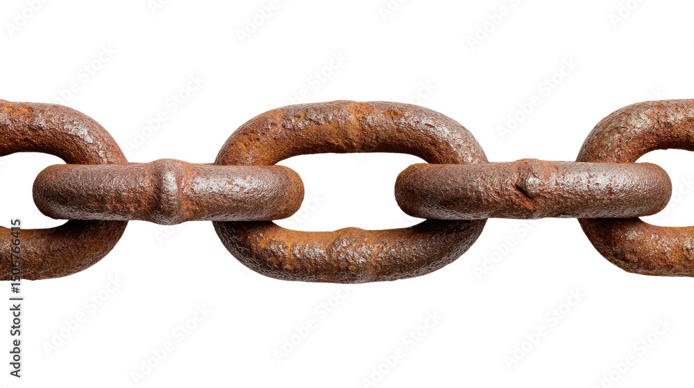 Rusty Chain: A close-up image presents a segment of a rusty chain. The links, marked with corrosion and decay, tell of the passing of time and resilience. Rusty Chain: A close-up image presents a segment of a rusty chain. The links, marked with corrosion and decay, tell of the passing of time and resilience.