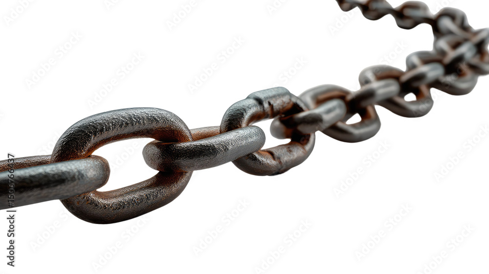 Fototapeta premium Rusty Chain: A weathered rusty chain, showcasing the rugged texture of each link. Evoking themes of strength, connection, and industrial heritage.