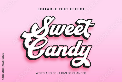 Editable text effect with sweet candy style and playful script font. Perfect for bakery, kids, dessert, cute branding, and feminine projects.