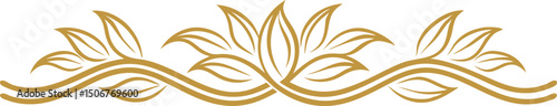Golden Lotus Ornamental Floral Vine Nature Vector Decoration Design