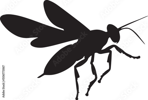 Black Fly Silhouette Vector Isolated on Transparent Background
