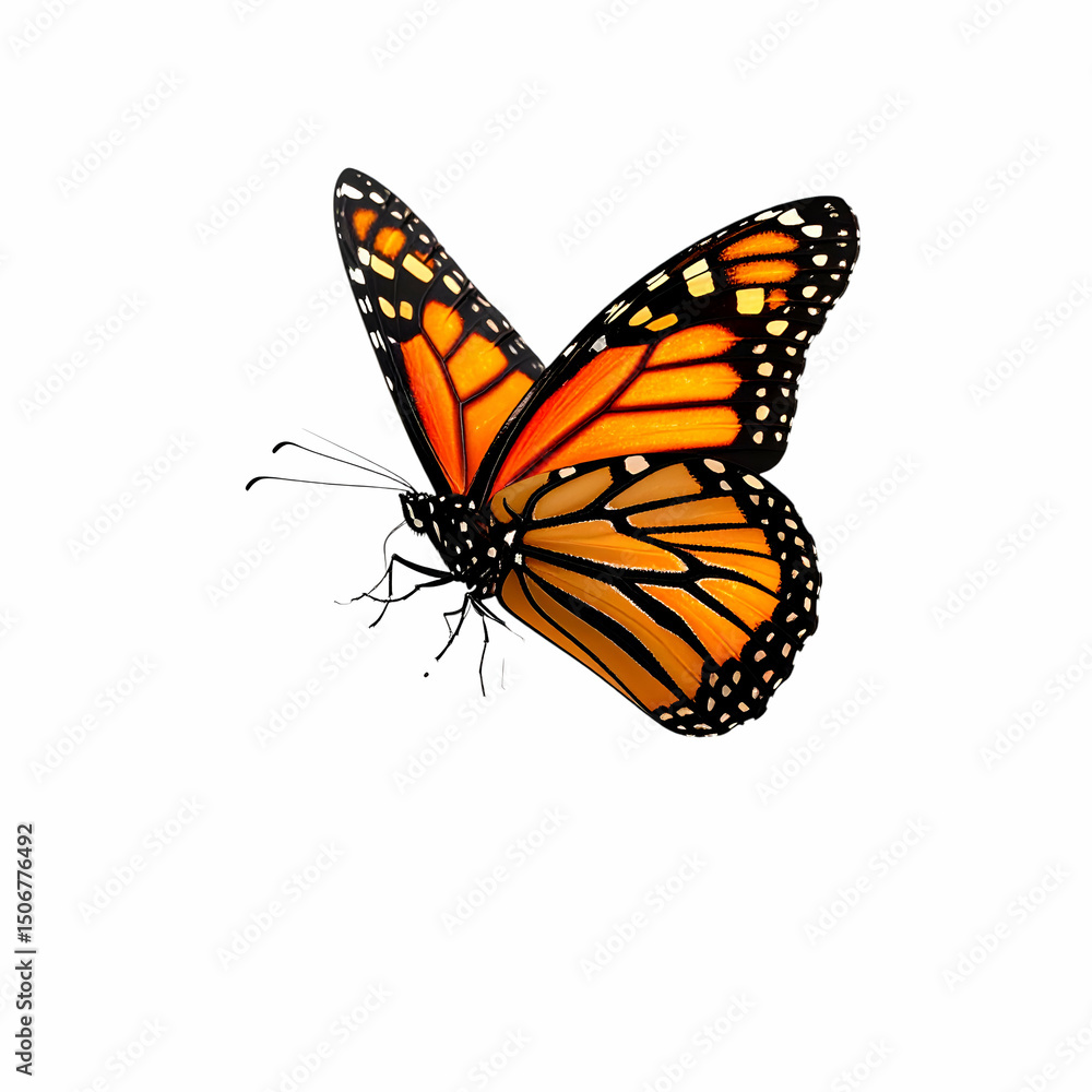 Monarch Butterfly: A monarch butterfly, with vibrant orange and black wings, gracefully soars, embodying nature's elegance. A close-up of its delicate beauty. Monarch Butterfly: A monarch butterfly, with vibrant orange and black wings, gracefully soars, embodying nature's elegance. A close-up of its delicate beauty.