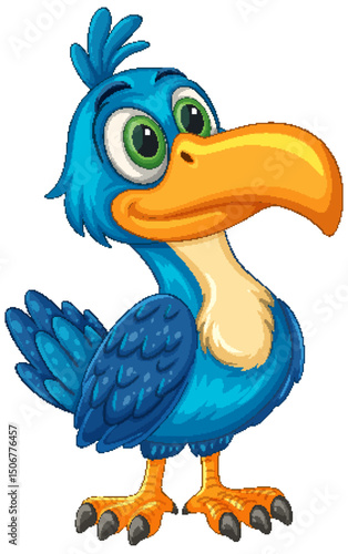 Colorful Cartoon Hornbill with Expressive Eyes