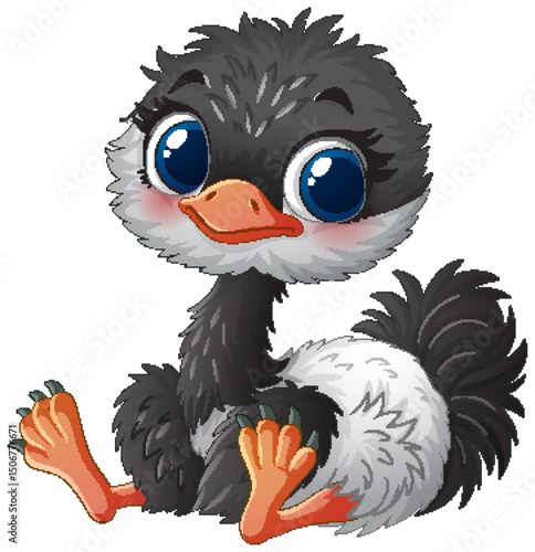 Adorable Baby Ostrich Illustration