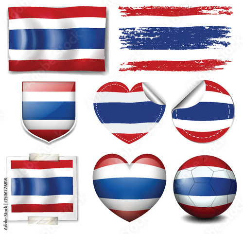 Thai Flag Vector Icons and Illustrations Collection