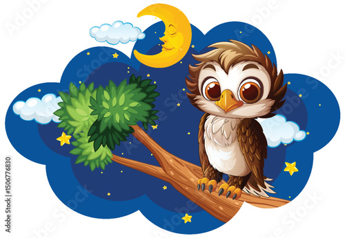 Night Owl on a Starry Branch