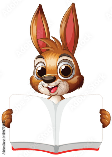 Cheerful Bunny Reading a Book