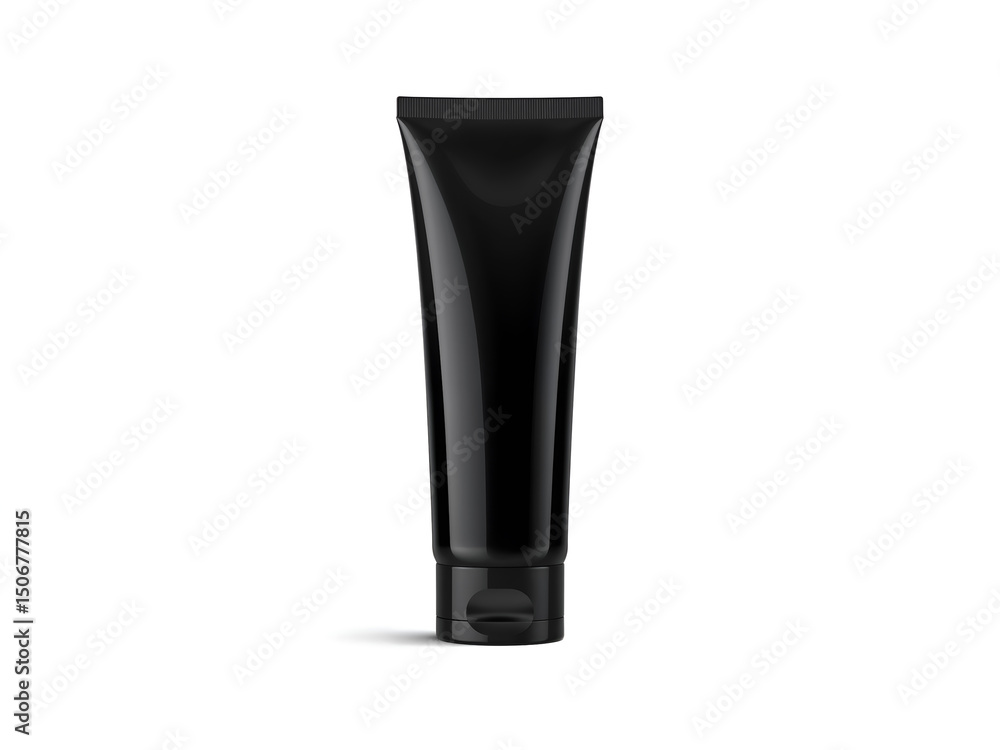 Black cosmetic tube mockup, suitable for premium skincare or men’s grooming product ads. Generative AI Black cosmetic tube mockup, suitable for premium skincare or men’s grooming product ads. Generative AI