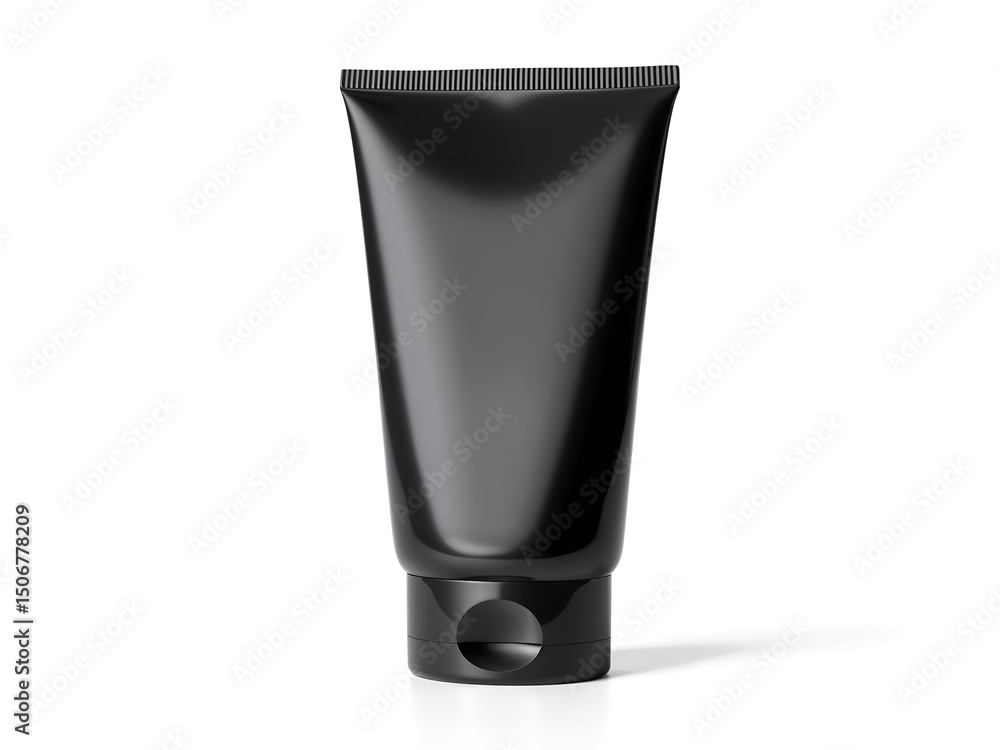 Black cosmetic tube mockup, suitable for premium skincare or men’s grooming product ads. Generative AI Black cosmetic tube mockup, suitable for premium skincare or men’s grooming product ads. Generative AI
