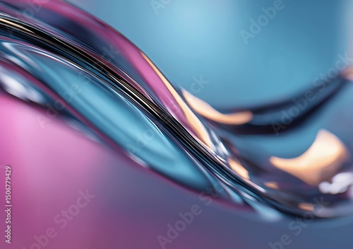 Metallic liquid wave flowing on colorful background