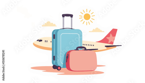 Travel essentials waiting at the airport with luggage ready for adventure and exploration