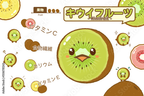 かわいいキウイフルーツのキャラクターと栄養素紹介