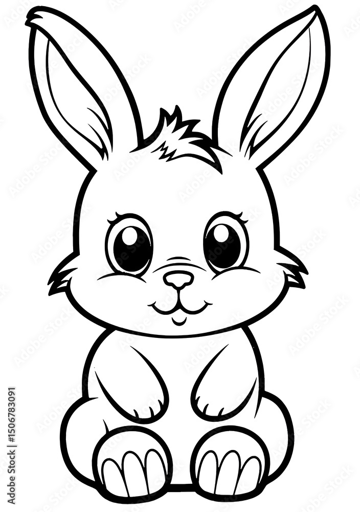Black and white coloring book page, cute rabbit. Black and white coloring book page, cute rabbit.