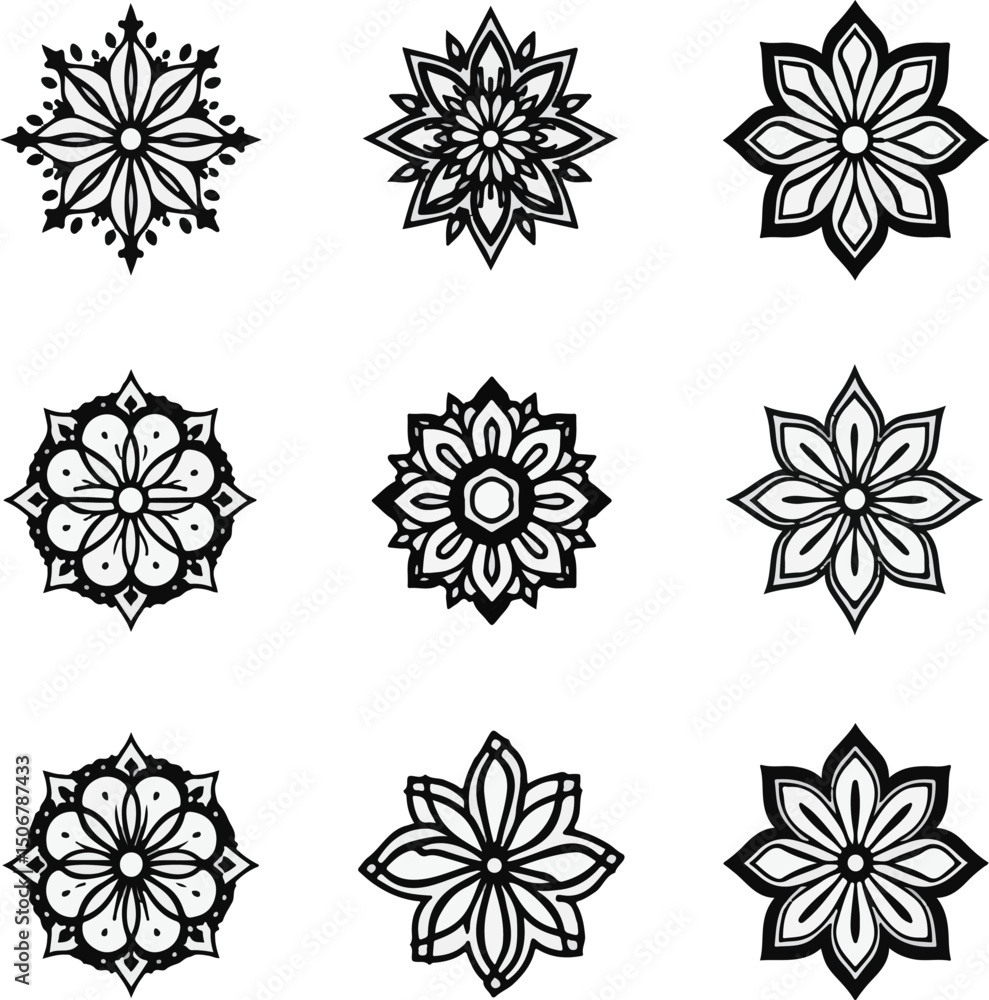 set of floral elements set of floral elements