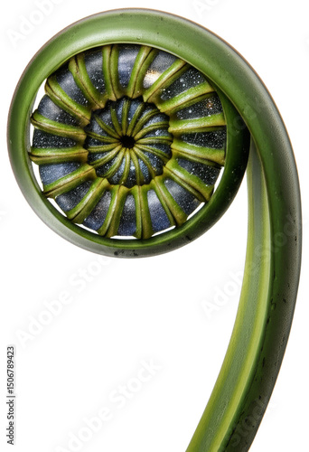 Unfurling Fern Fiddlehead Close-Up, transparent background png