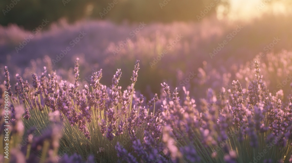 Naklejka premium Lavender field at sunset (1)