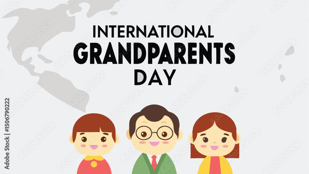 International Grandparents Day Outline Illustration International Grandparents Day Outline Illustration