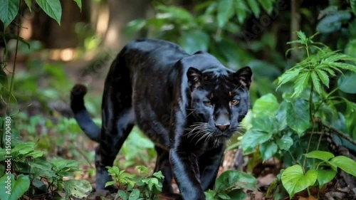Wild black and white tiger in the forest, a beautiful feline mammal with captivating eyes looking into nature