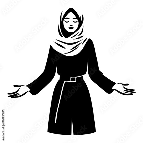 Black and White Illustration of a Woman Portraying Body Positivity