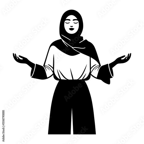 Black and White Illustration of a Woman Portraying Body Positivity
