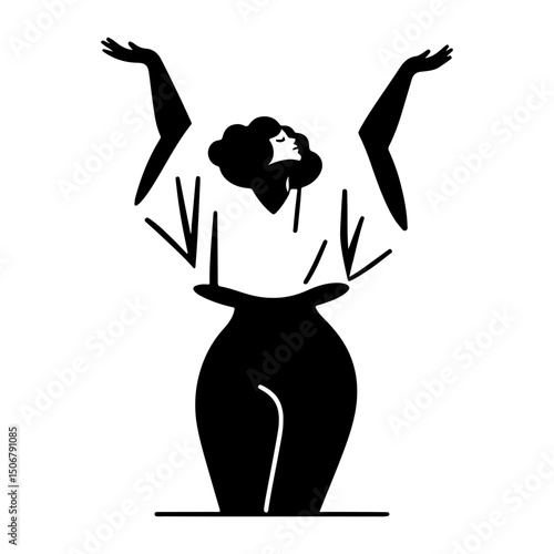 Black and White Illustration of a Woman Portraying Body Positivity