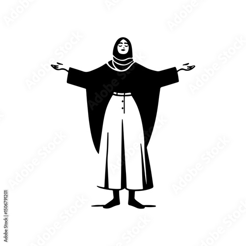 Black and White Illustration of a Woman Portraying Body Positivity