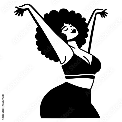 Black and White Illustration of a Woman Portraying Body Positivity