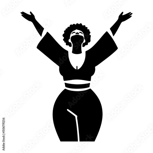 Black and White Illustration of a Woman Portraying Body Positivity