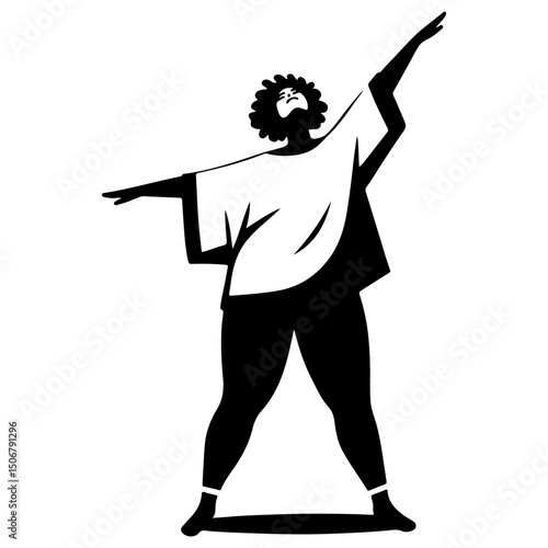 Black and White Illustration of a Woman Portraying Body Positivity