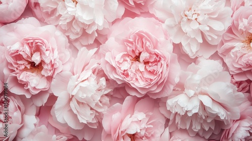 Wallpaper Mural A romantic floral backdrop featuring lush pink roses, layered in a beautiful arrangement Torontodigital.ca