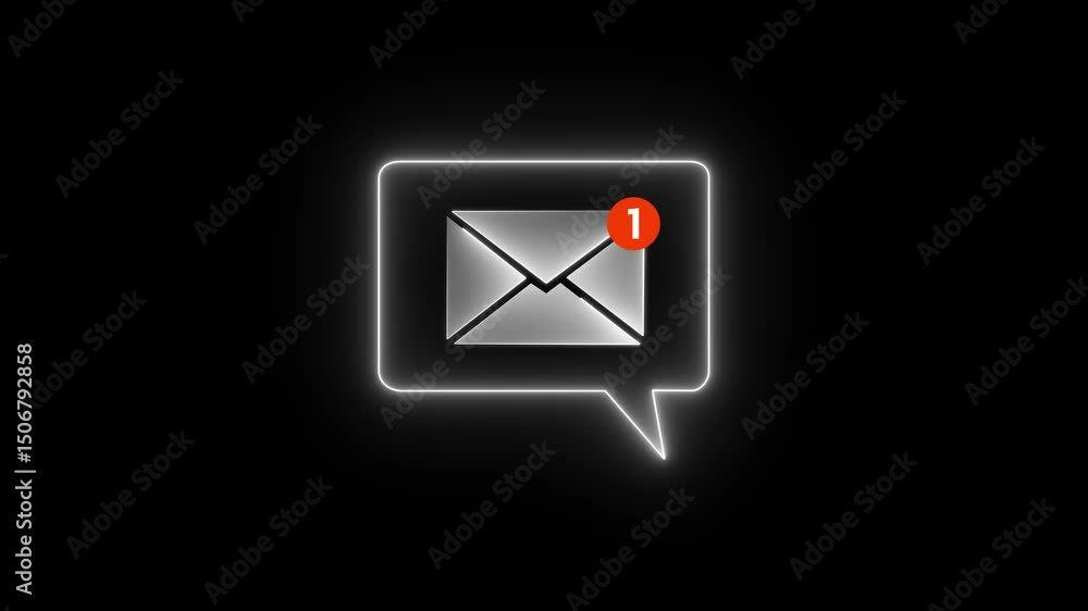 New email notification alert concept. A person receiving new message notification on their smartphone. digital envelope icon with a red alert symbol represents incoming email 4k motion .