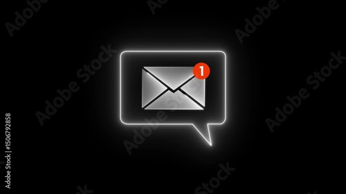 New email notification alert concept. A person receiving new message notification on their smartphone. digital envelope icon with a red alert symbol represents incoming email 4k motion .
