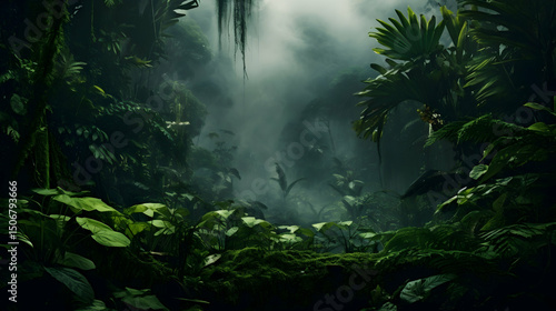 Fototapeta Naklejka Na Ścianę i Meble -  rain forest in the night