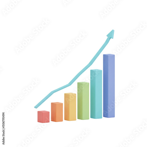 Free Download Upward Trending Arrow on Colorful Pastel Bar Graph - GFXLoad