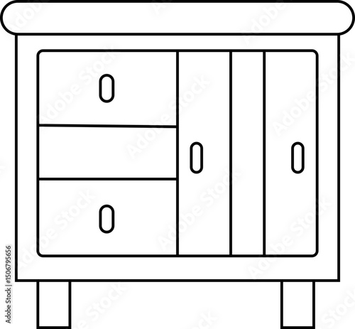 Sideboard Line icon, Design, Home efficiency storage cabinet Vector template, House Improvement Pixel perfect, Editable stroke. used for Logo, Sign, Symbol. Furniture. Wardrobe, Bedside decoration,